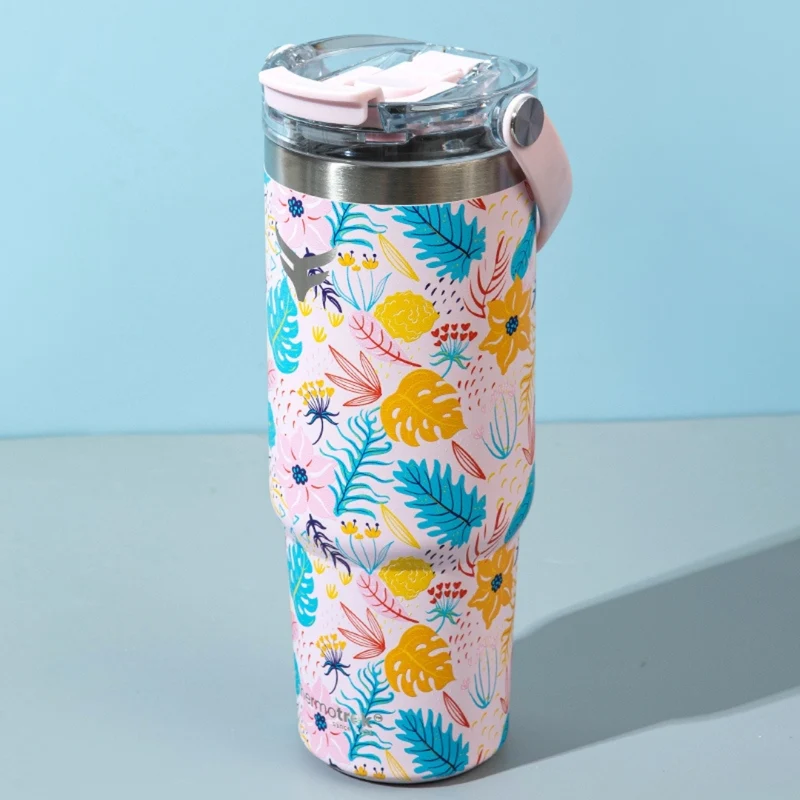 Sale Thermotrek ORCHID Stylish Floral Print Vacuum Insulated Tumbler – 900ml With Handle