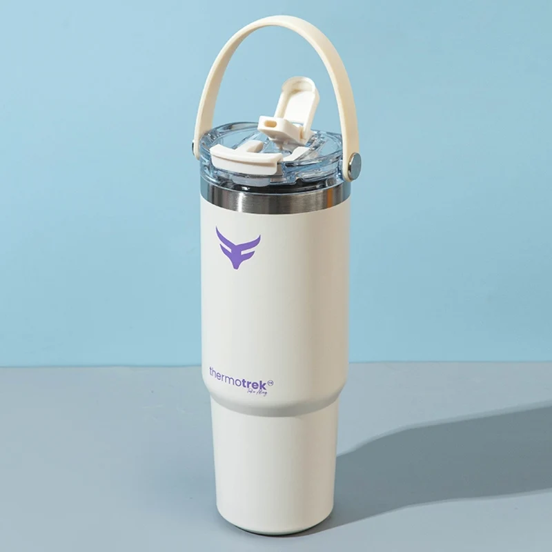 Thermotrek REVOLT Premium Vacuum Insulated Tumbler with Handle — 900ml (Desert Ivory)