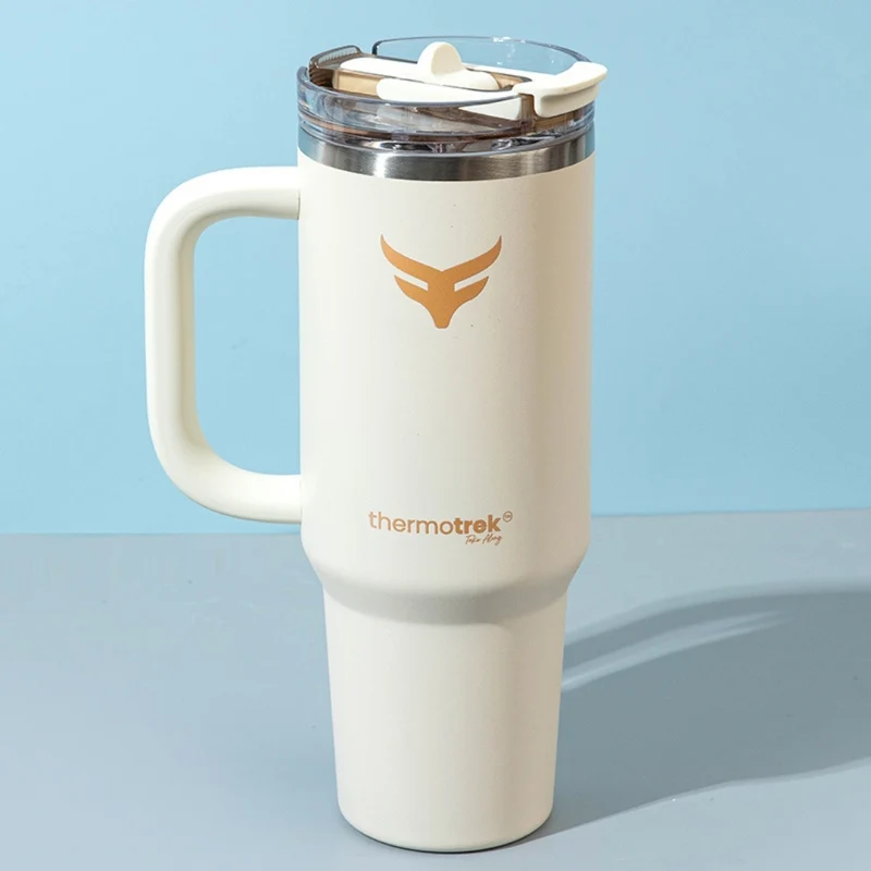 Thermotrek TYSON Premium Vacuum Insulated Tumbler with Handle — 1200ml (Desert Ivory)