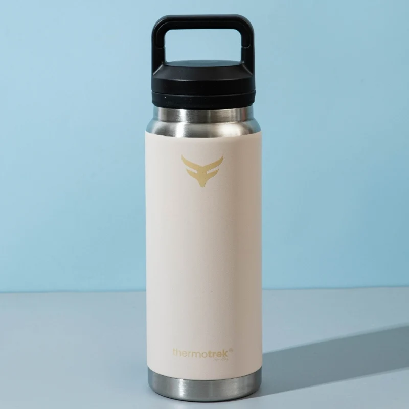 Thermotrek CRUISER Vacuum Flask – 800ml Water Bottle With Handle (Desert Ivory)