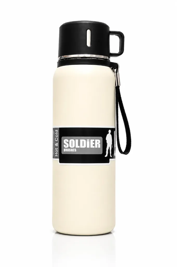 Double Stainless Steel Vacuum Bottle - 800ml (Desert Ivory)