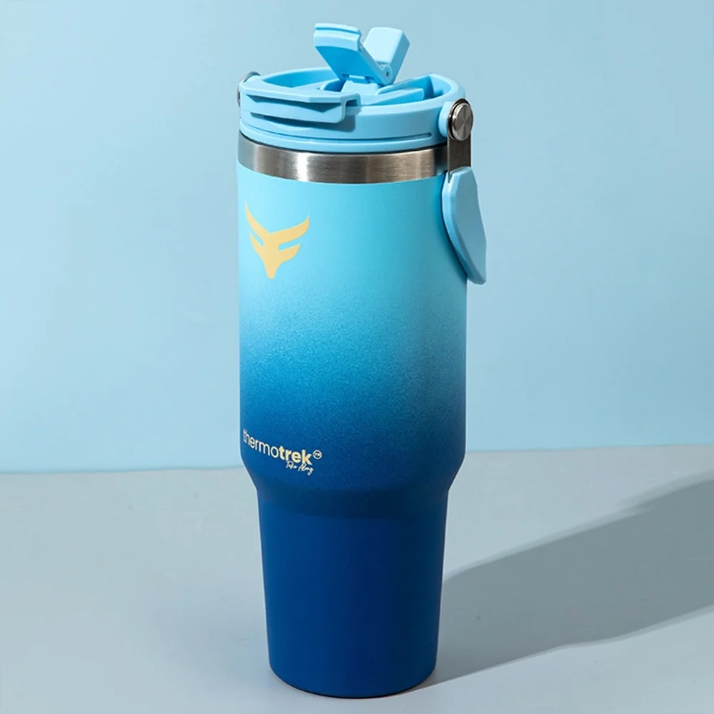 Thermotrek DYNASTY Premium Vacuum Insulated Tumbler with Handle — 1200ml (Muted Dusty Blue)